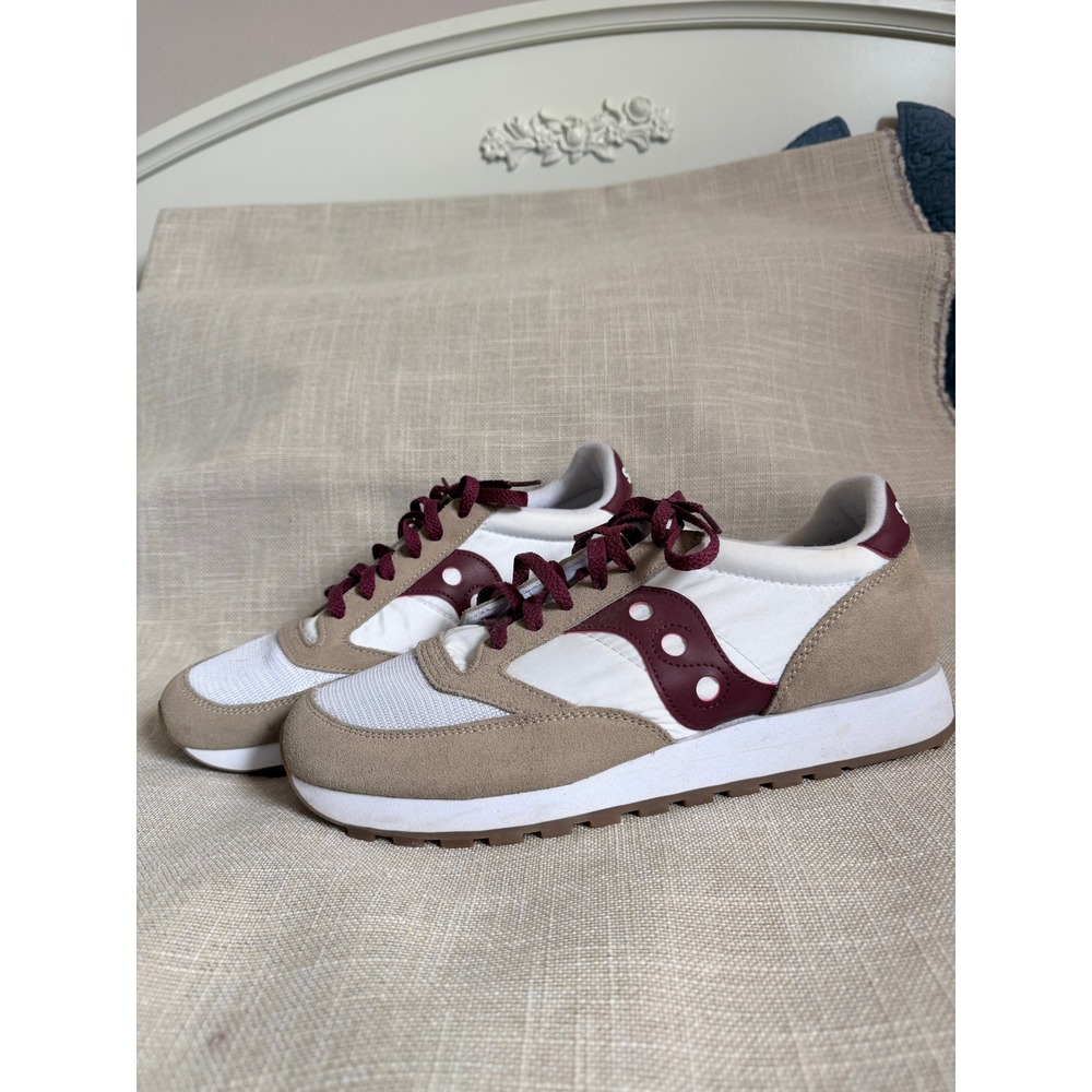 Saucony Jazz Original Men's Sneakers Burgundy Beige White Size 11